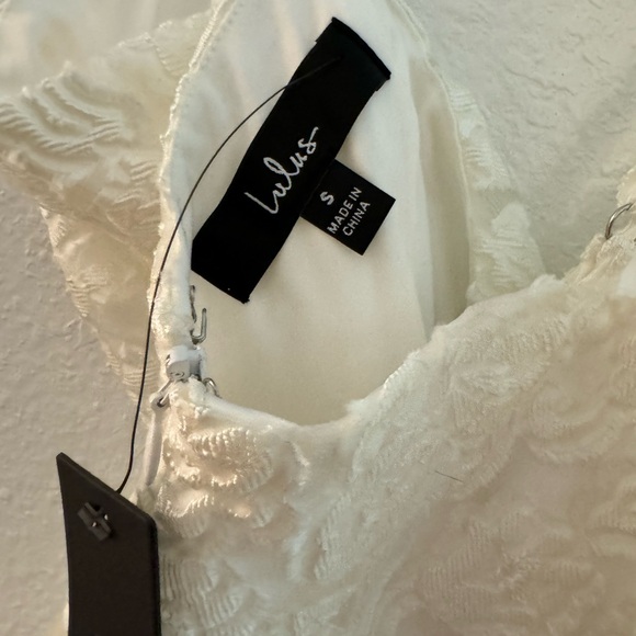 LULU’S Moonlight Moments White Floral Jacquard Backless Mini Dress NWT - Picture 9 of 12